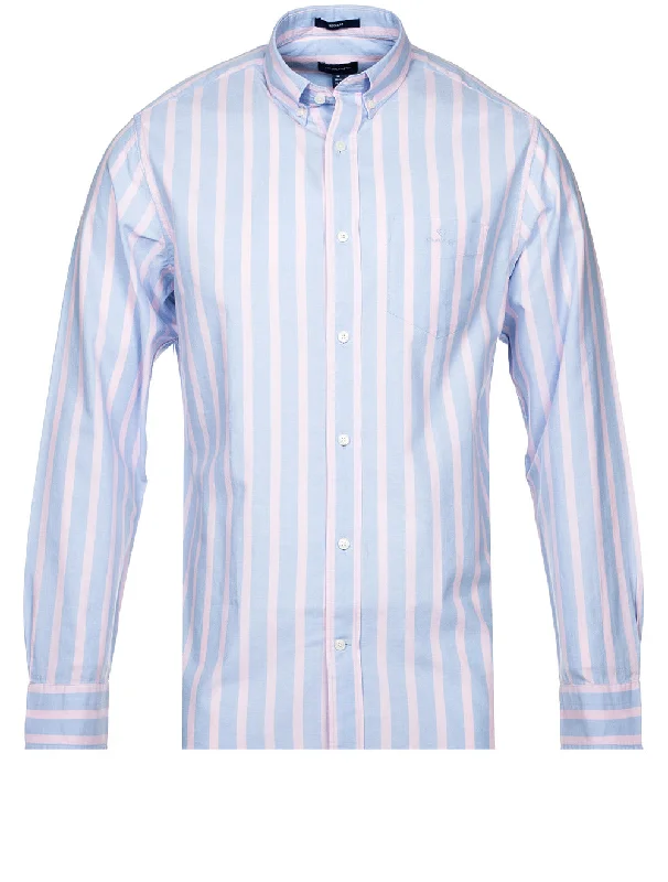 Fantastic Offers Regular Fit Stripe Pastel Oxford Shirt Capri Blue