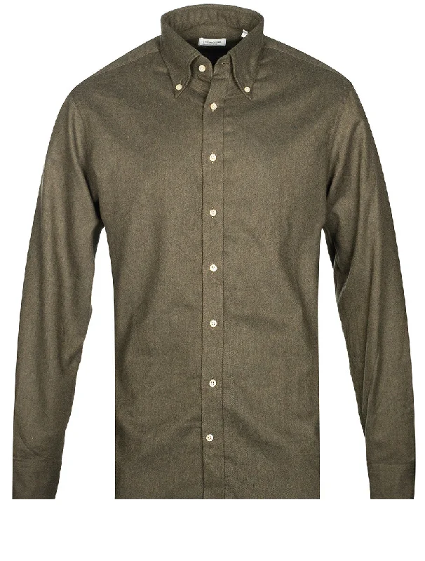 Overstock Clearance Luxury Flannel Fitted Shirt Green