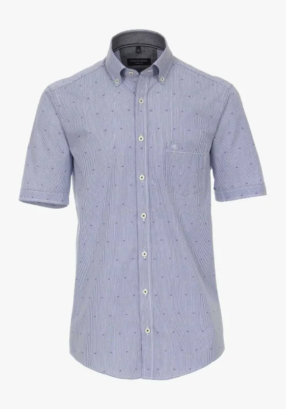 Super Sale Casa Moda Short Sleeve Striped Print Shirt, Blue