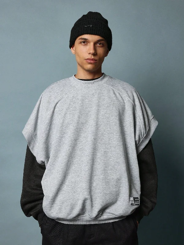 Price Drop Boxy Fit Sleeveless Sweatshirt With Rib Cuffs And Panels