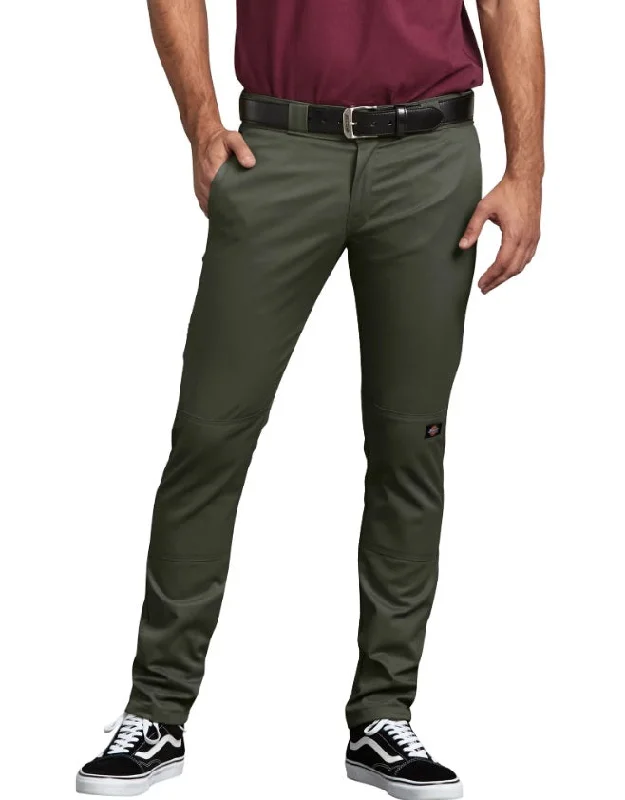 Half Price Dickies FLEX Skinny Straight Fit Double Knee Work Pants - Olive Green