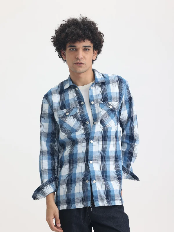 Special Offer Blue Checks Corduroy Shirt