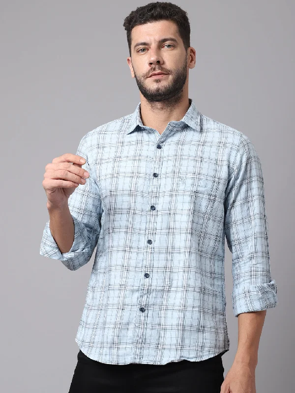Make Your Weekend Count with Savings Men's Sky Blue Casual Medium Checks Full Sleeve Shirt