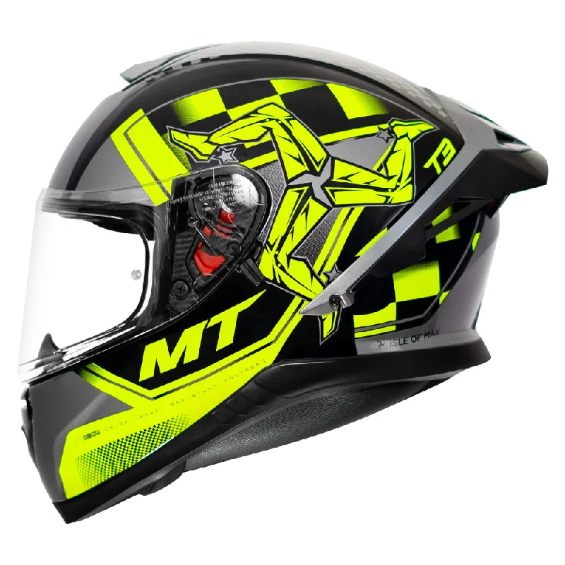 Exclusive Offer MT Thunder3 Pro Isle of Man Gloss Fluorescent Yellow Helmet