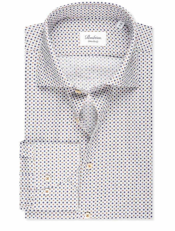 Deal Explosion Fitted Square Pattern Shirt Grey