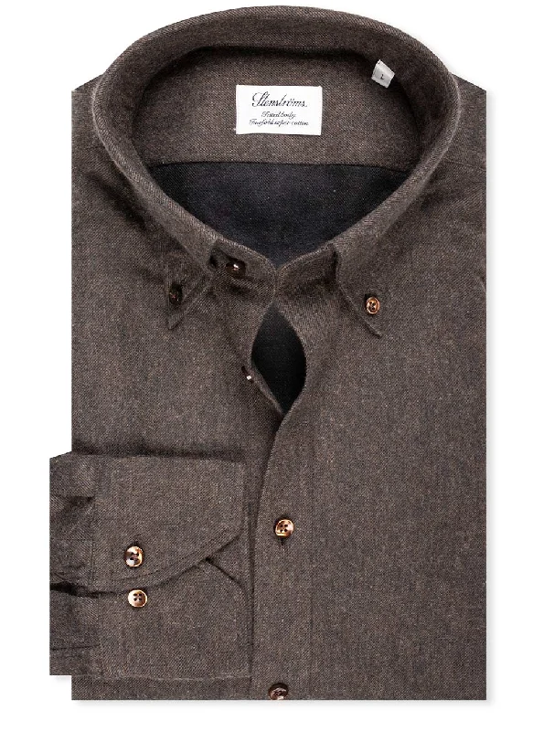 Sale Event Luxury Flannel Fitted Shirt Dk Brown Melange