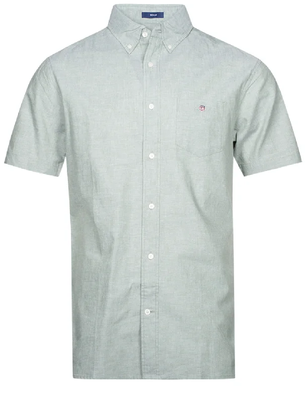 Instant Deal Regular Cotton Linen Short Sleeve Shirt Kalamata Green