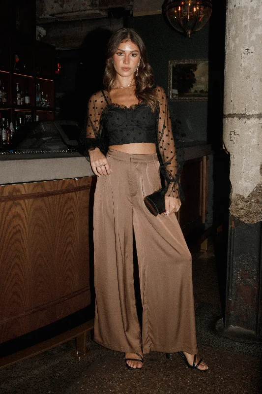 Special Discount Wellington Wide Leg Satin Pant - Mocha