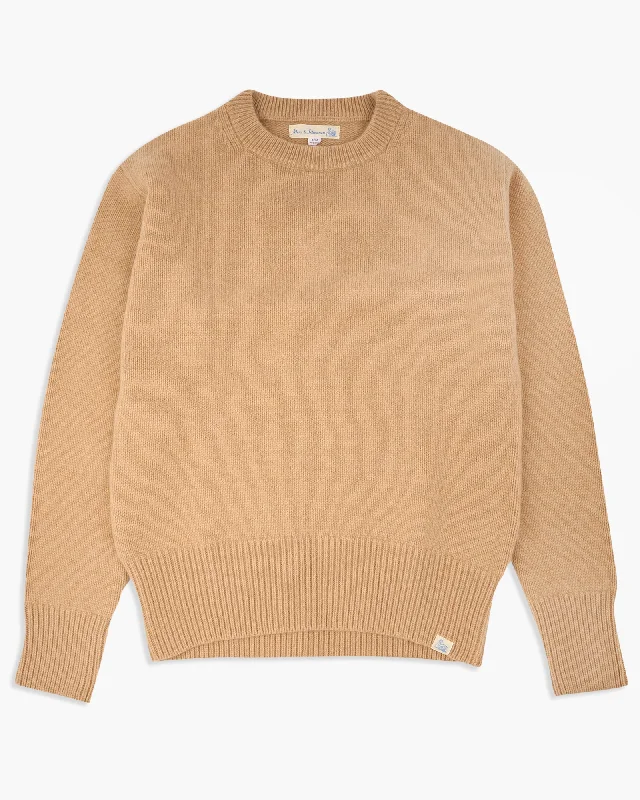Referral Discount Merz B Schwanen Good Basics LOCC01 Merino Wool & Cashmere Relaxed Pullover - Toffee