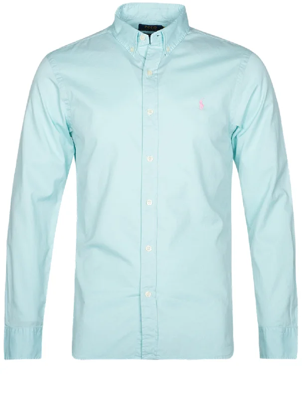 Exclusive Weekend Offers Inside Buttondown Long Sleeve Twill Shirt Aqua