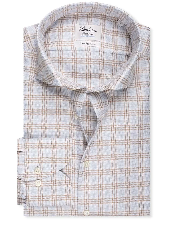 Price Reduction Extra Long Plaid Shirt Brown