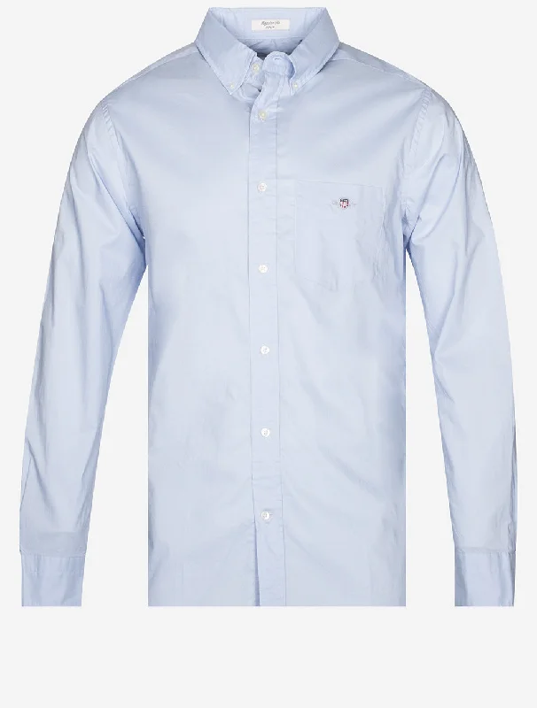 New Deals Regular Poplin Shirt Light Blue