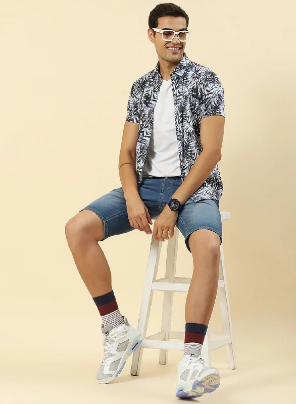 Bargain Alert Men Blue Printed Shirt