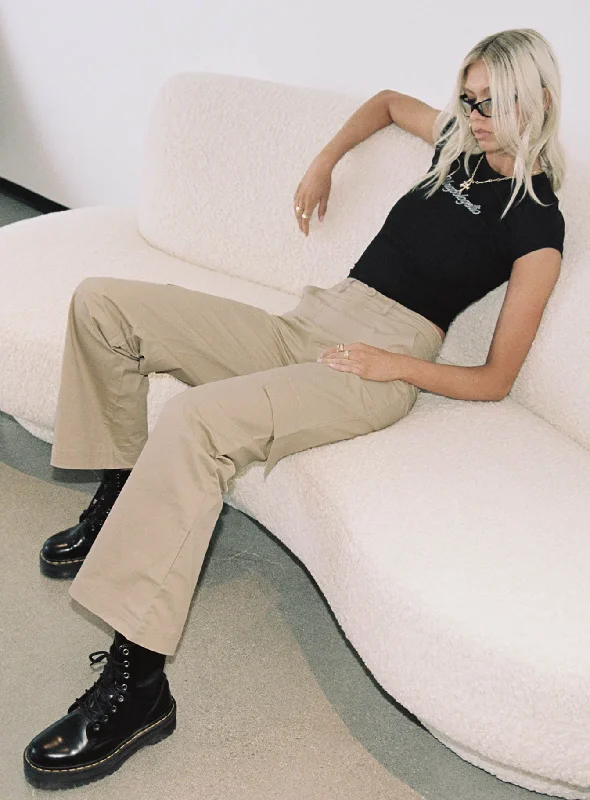 Time-Sensitive Luna Mid Rise Cargo Pants Beige Tall