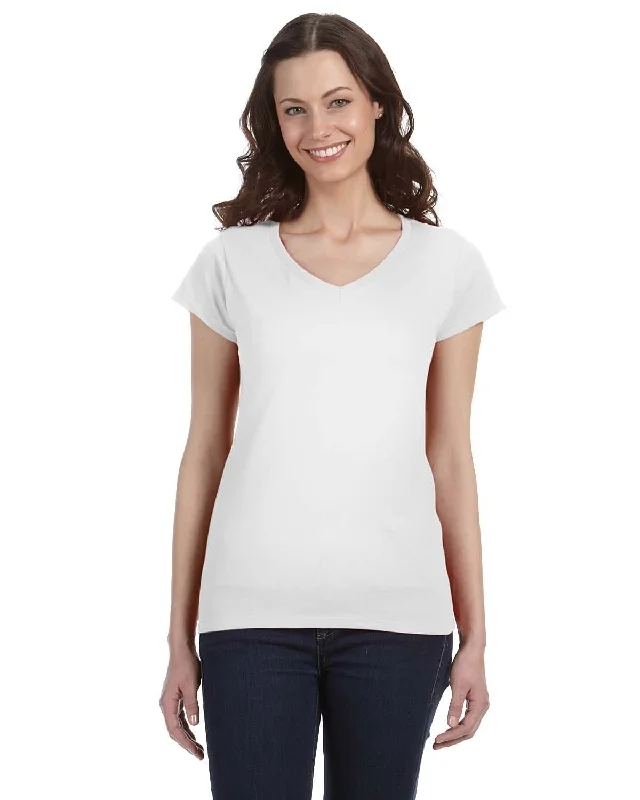 Unbeatable Prices Gildan Ladies SoftStyle V-Neck T-Shirt | White