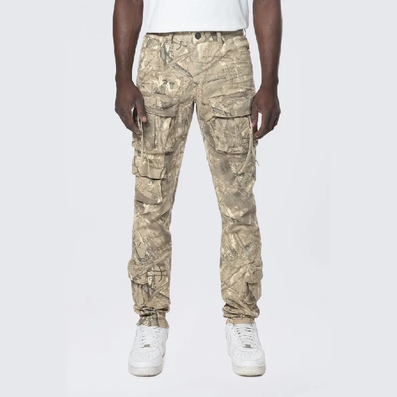 Major Savings Slim Multi Cargo Pocket Pants - Khaki Hunting Camo