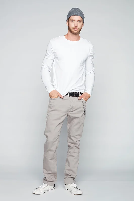 Weekend Shopping Made Better 5 Pocket Straight Fit French Terry Pants - Light Grey