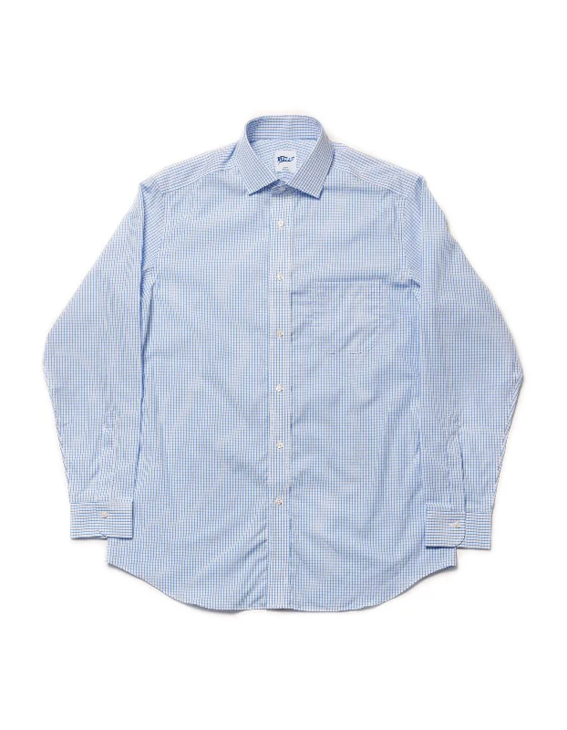 Exclusive Preview LIGHT BLUE CHECK SPREAD COLLAR SHIRT - TRIM FIT