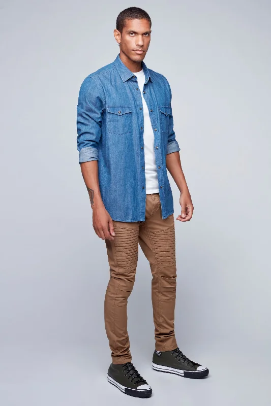 Weekend Deals That Dazzle Deluxe 5 Pocket Slim Fit Pintuck Pants - TOBACCO