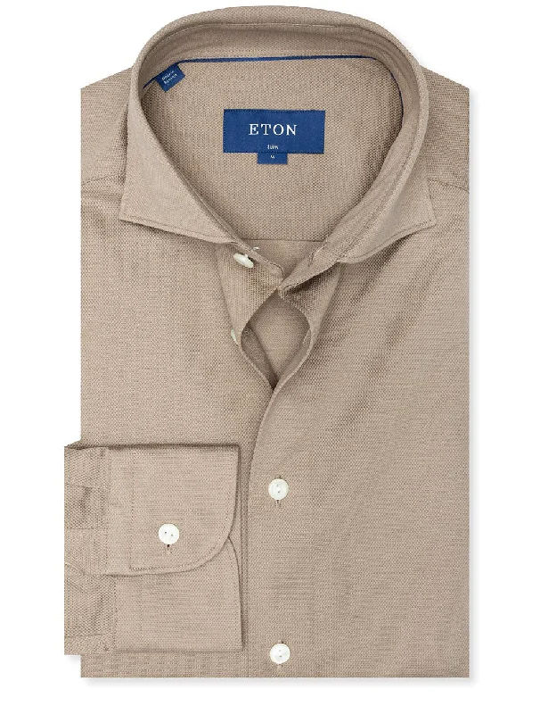 TIME-Limited Offer Slim Fit Jersey Pique Shirt Beige