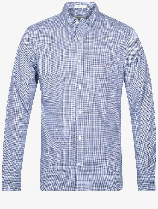 Major Savings Regular Poplin Micro Check Shirt College Blue