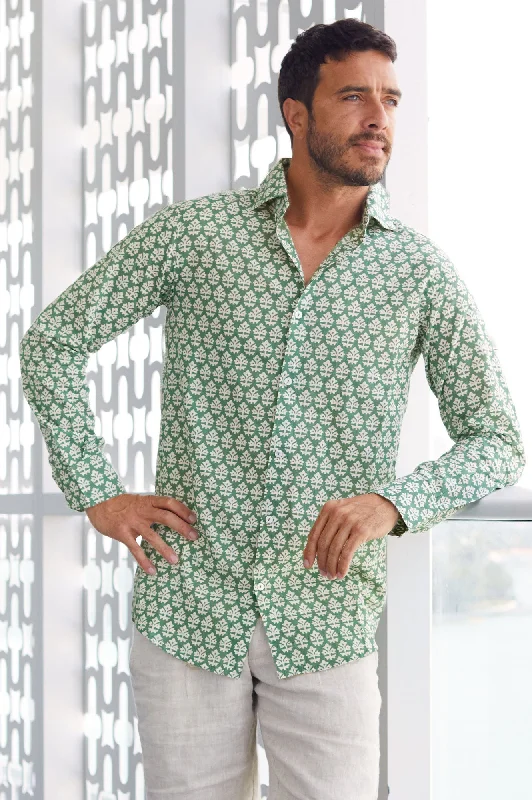 Weekend Deals That Amaze Men's Printed Cotton Shirt | Batik Khaki