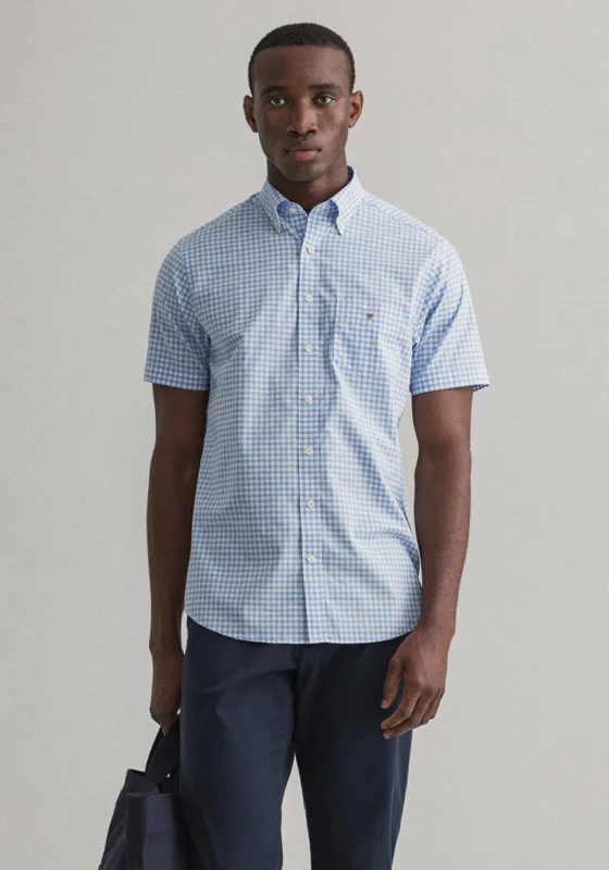 Weekend Deals That Thrill Gant Regular Fit Gingham Short Sleeve Shirt, Capri Blue