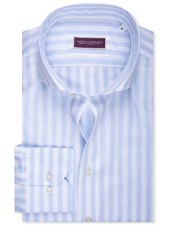 Midnight Sale Linen Mix Barstripe Shirt Blue