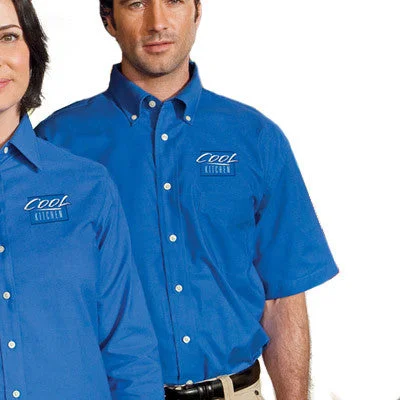Limited Availability Harriton Mens Short-Sleeve Oxford with Stain-Release
