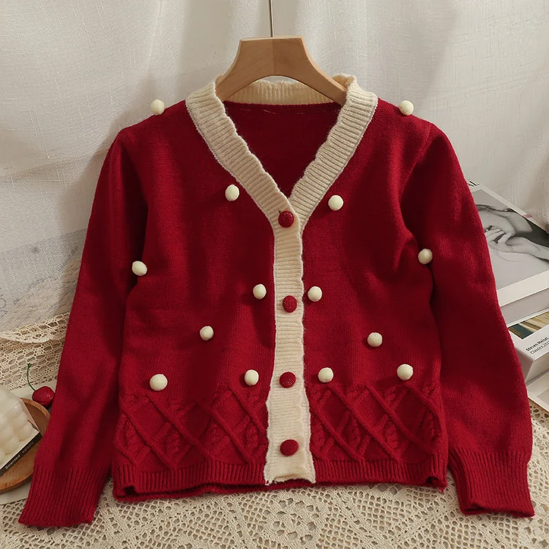 Midnight Sale Little Pom Pom Cardigan (4 Colors)