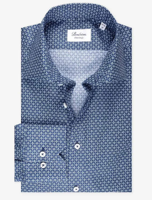 Discount Mania Fitted Pattern Shirt Navy