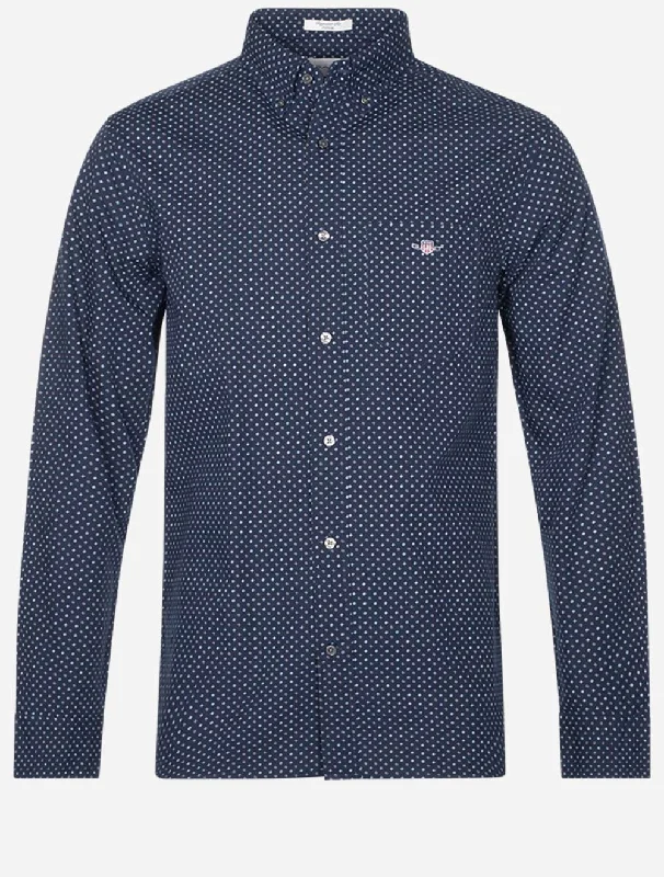 Final Markdown Regular Micro Print Shirt Marine