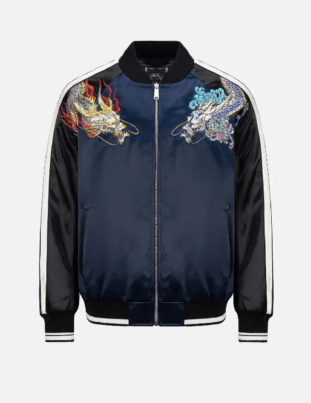 Instant Deal Dragon Embroidery Satin Padded Souvenir Jacket