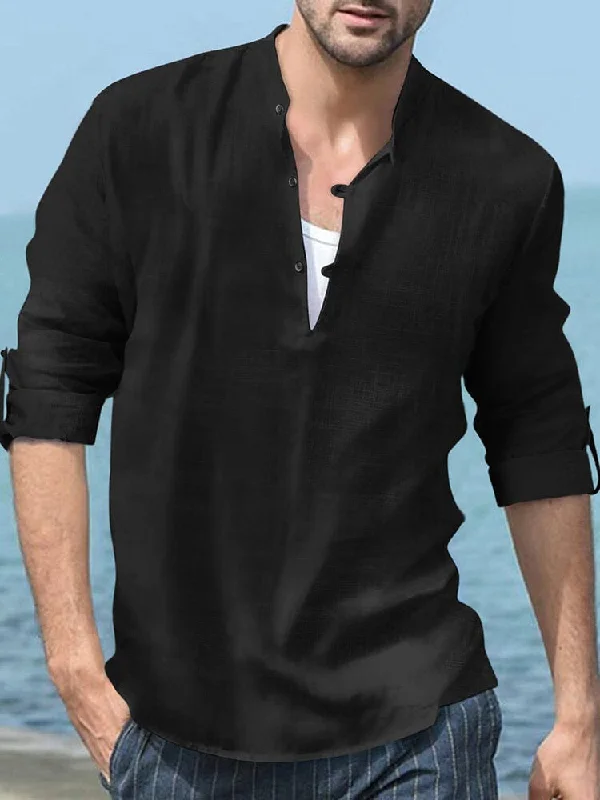 Today Only Linen Henry Long-sleeved Beach Shirt