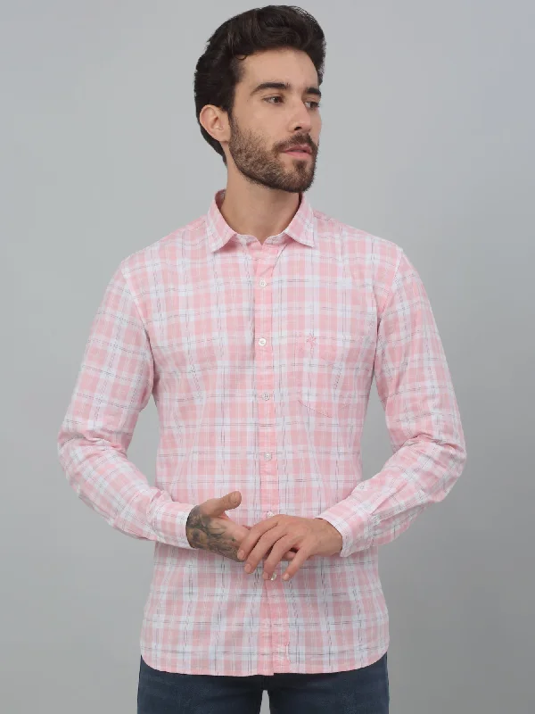 Weekend Bargains to Sizzle Men's Pink Casual Medium Checks Full Sleeve Shirt
