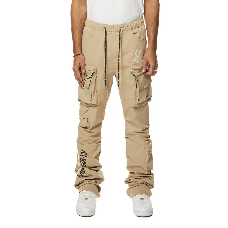 Savings Bonanza Stacked Utility Windbreaker Cargo Pants - Khaki
