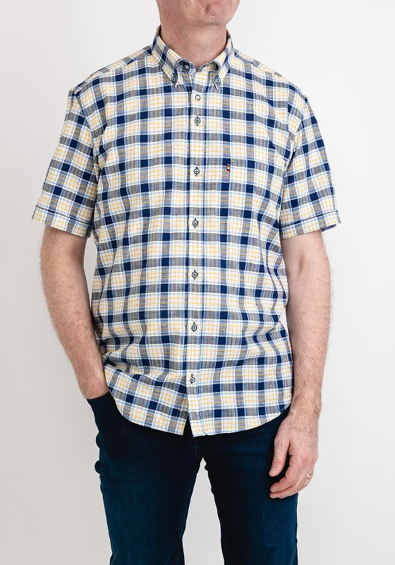 Savings Soar This Weekend Andre Hogan Short Sleeve Shirt, Blue & Gold