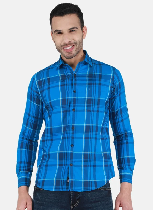 Final Offer Men Blue Check Shirt