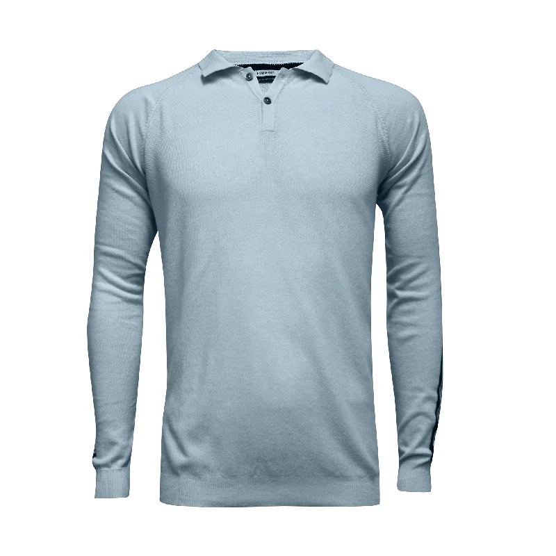Weekend Offers That Thrill Long Sleeve Polo Shirt with sleeve striping Monaco Light Blue