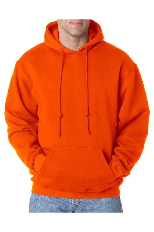 Quick Deals Bayside Mens USA Made Hooded Sweatshirt Hoodie w/ Pouch Pocket - Bright Orange