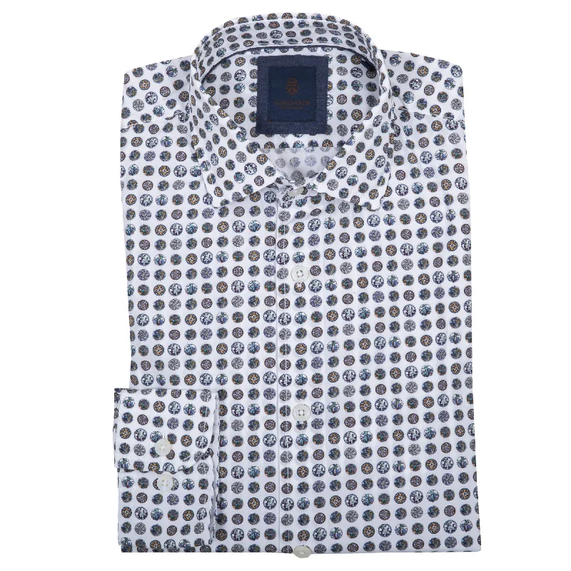 Weekend-Only Price Drops Slim Fit White Shirt With Blue Bead Print