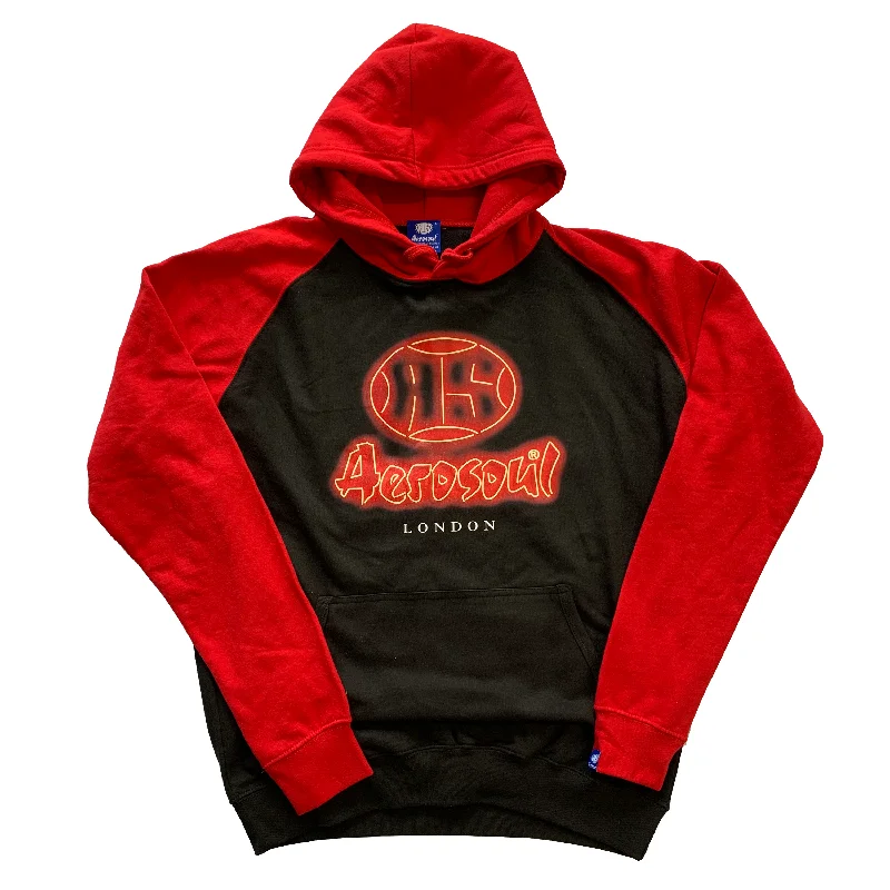 Unbeatable Prices A.S. Neon Baseball Heavyweight Hoodie ( Jet Black & Fire Red )