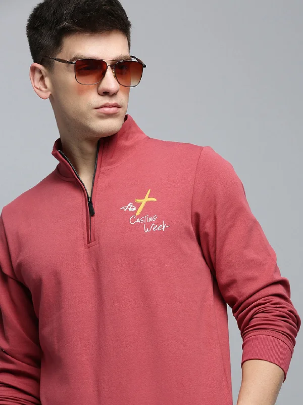 Lowest Price Men Pink Solid Casual Sweatshirt