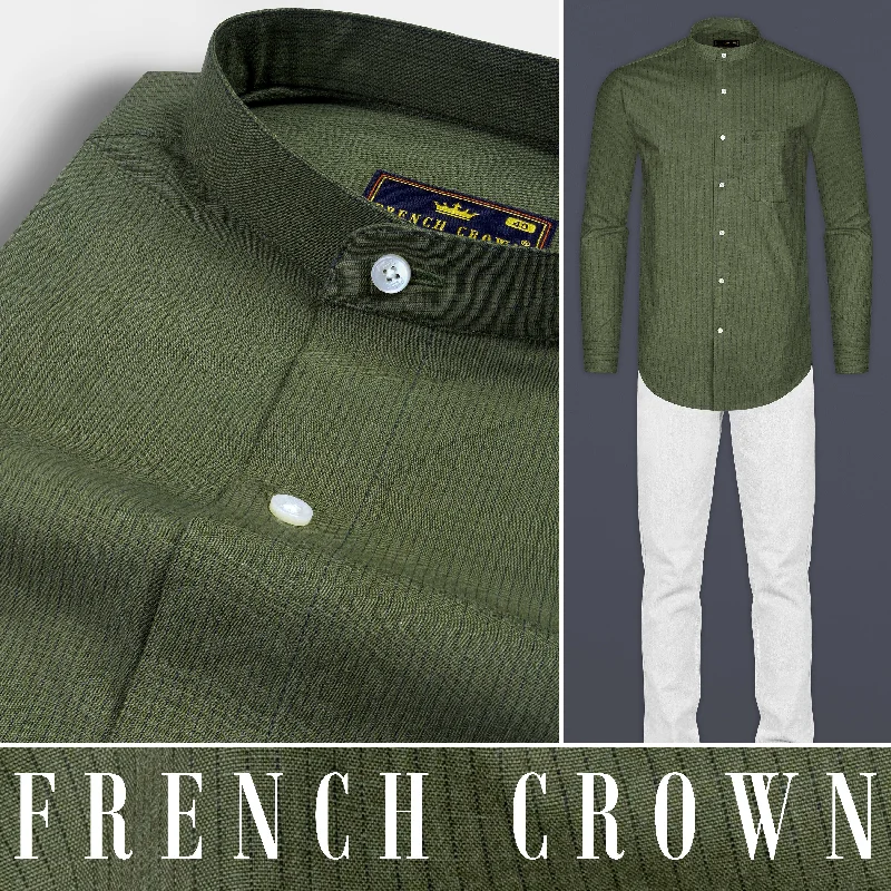 Major Deal Finch Green Striped Royal Oxford OverShirt/Shacket