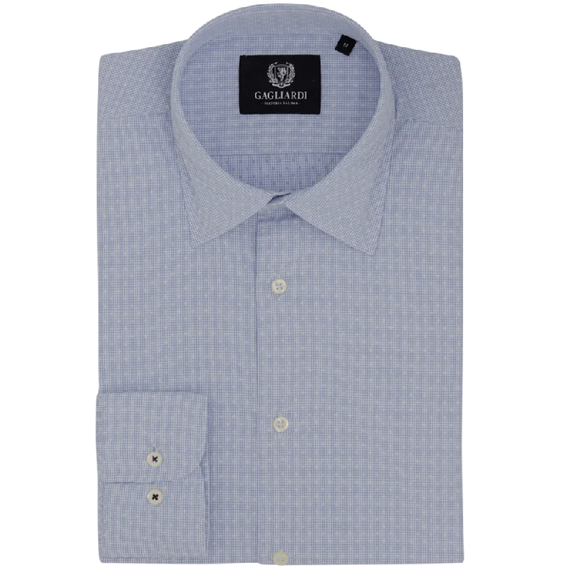 Weekend Discounts to Love Sky Checked Tailored Fit Classic Collar Shirt