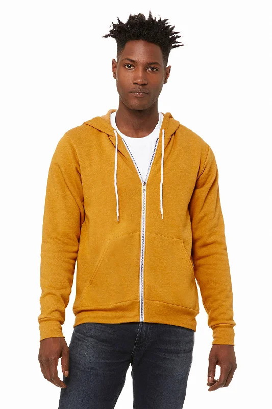 Buy Now Bella + Canvas Mens Fleece Full Zip Hooded Sweatshirt Hoodie w/ Pockets - Heather Mustard Yellow Buy Now Bella + Canvas Mens Fleece Full Zip Hooded Sweatshirt Hoodie w/ Pockets - Heather Mustard Yellow