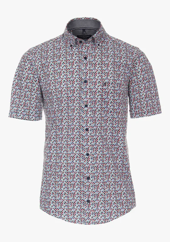 Savings Galore Casa Moda Short Sleeve Small Diamond Print Shirt, Multi