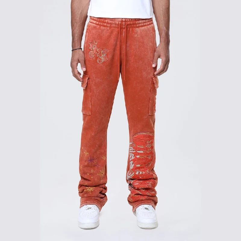 Special Savings Stacked Rhinestone Dystopia Fleece Pants - Picante