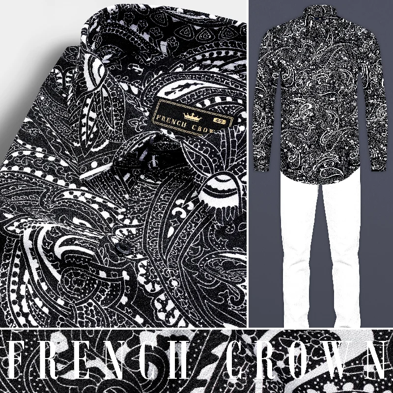 Fantastic Offers Jade Black Paisley Printed Super Soft Premium Cotton Shirt