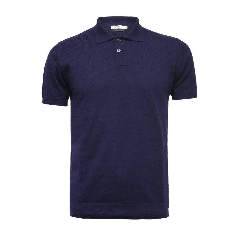 Super Bargain Navy Cashmere Polo Shirt Hampton in Cotton Cashmere